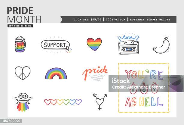 Pride Month Vector Icon Set 0505 Stock Illustration - Download Image Now - Pride, Beer - Alcohol, LGBTQIA Rights