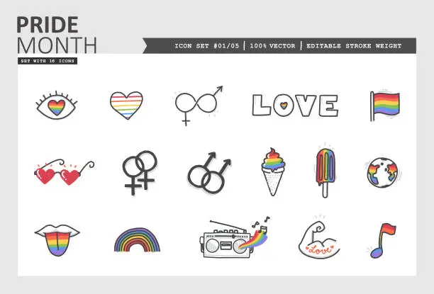 Vector illustration of Pride Month Vector Icon Set #01/05