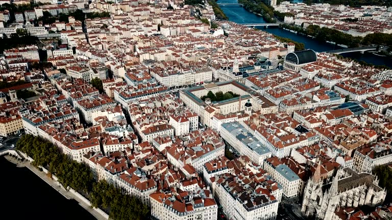 view of Lyon and rivers Rhone and Saone