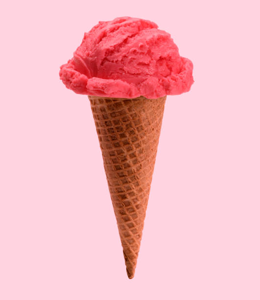 istock Strawberry Ice Cream Cone On A Pink Background 1157801803
