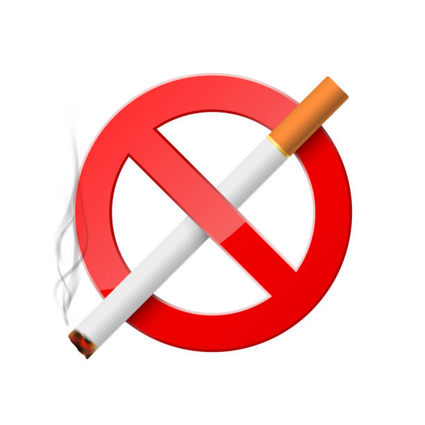 istock No Smoking. Red prohibition sign with burning cigarette. Realistic Forbidden Smoking Icon. Vector illustration isolated on white background 1157803180