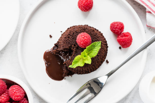 istock Chocolate Lava Cake On Plate Top View 1157804987