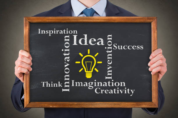 istock Idea concepts with light bulbs on a chalkboard background 1157804994