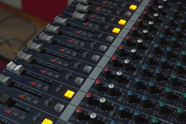 istock close up shot detail sound mixer control panel button 1157806936