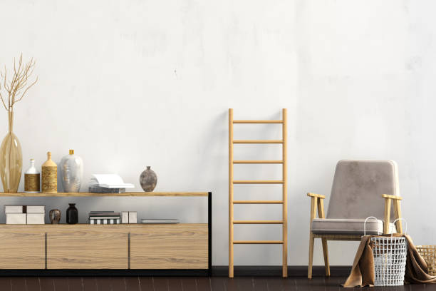 istock Modern interior with dresser. Wall mock up. 3d illustration. 1157808866