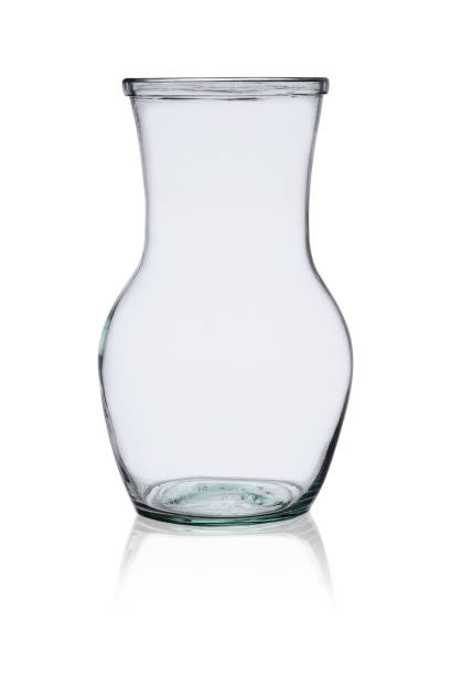 Empty vase from transparent glass on a white background