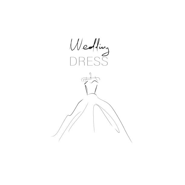 ilustrações de stock, clip art, desenhos animados e ícones de wedding dress, sketch. calligraphic design elements - wedding dress