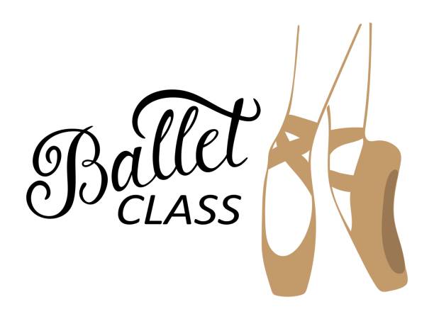 ballettklasse kalligraphie design. vektor-schriftzug. - ballettschuh stock-grafiken, -clipart, -cartoons und -symbole