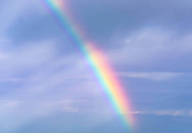 istock Real Rainbow and Sky with Clouds as Background or Texture 1157823341