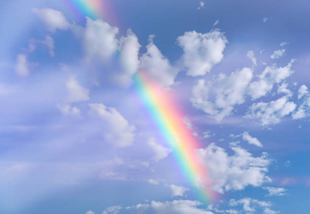 istock Real Rainbow and Sky with Clouds as Background or Texture 1157823344