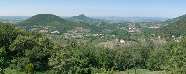 View of part of Euganean Hills from Monte Rusta near Este, Padua, in Veneto region, Italy.