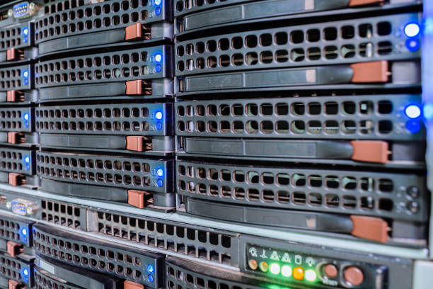 istock Powerful computer equipment is in the server room. Modern web hosting is a great online campaign. Cloud storage technology. Access server and database is a close up 1157824639