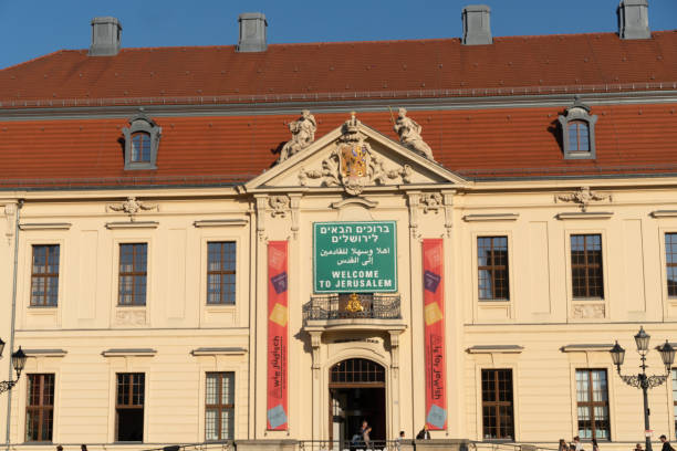 Berlin, Germany - April 19, 2019: Exterior of the Jewish Museum Berlin (Jüdisches Museum Berlin), the largest Jewish museum in Europe, consisting of three buildings