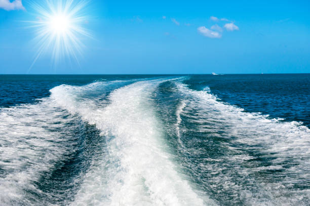 istock Wave of boat on water surface 1157830705