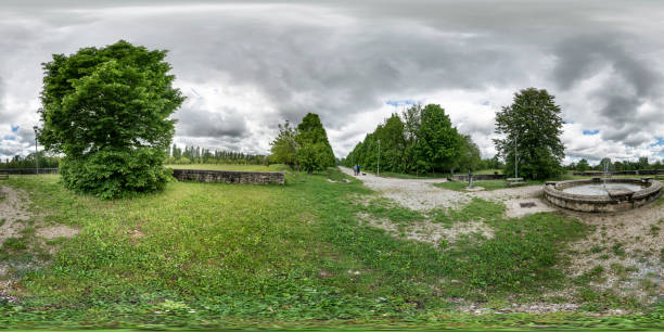 Cormor park in Udine Udine, Italy. May 9, 2019.   A view of the nature in the Cormor park in Udine bicycle docking station stock pictures, royalty-free photos & images