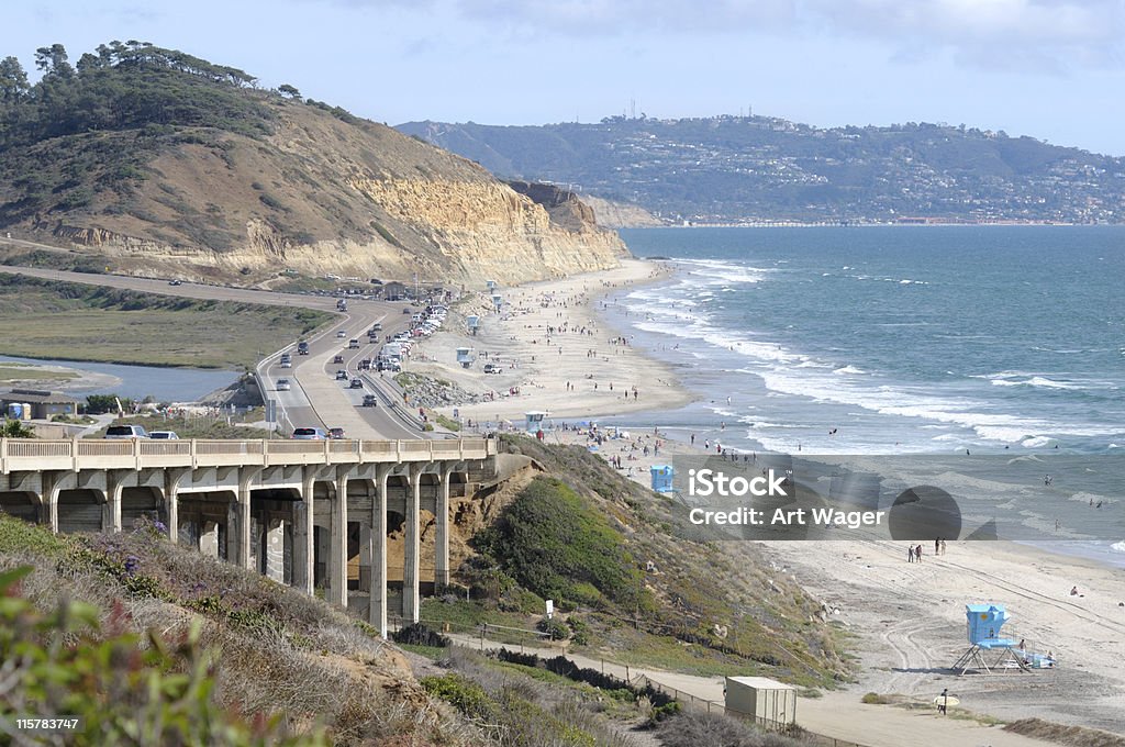 California's Pacific Coast Highway - San Diego Highway 101 along the coast in San Diego, California. Road Stock Photo