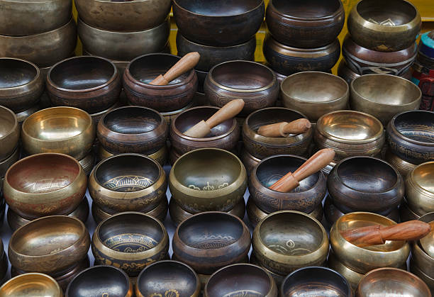 Singing Bowls Tibetan Sound Healing stock photo