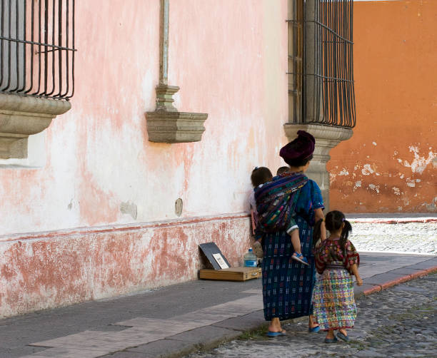 Guatemalan Mayan family stock photo