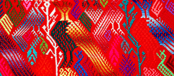 corn pájaro abstract detalle guatemalteco textil - north american tribal culture fotografías e imágenes de stock