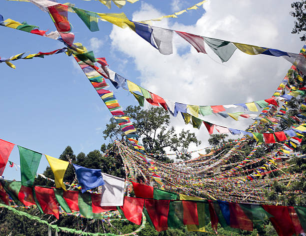 istock Tibetan Prayer Flags in forest Swayabunath Nepal 115784376