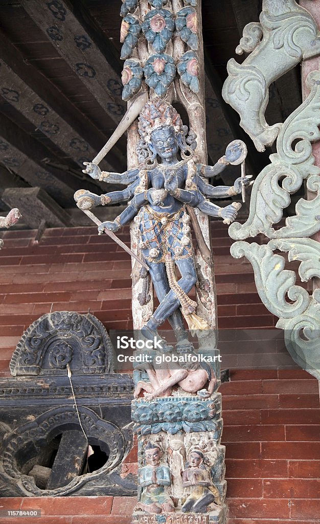 Kali temple tudal Kathmandu Durbar Square Kali temple traditional tudal(roof support) Kathmandu Durbar Square Nepal. Kathmandu Durbar Square  is a UNESCO World heritage site built between the 1500s and 1700s. Capital Cities Stock Photo