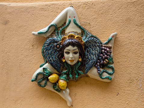 Ceramic Trinacria The Sicilian Symbol Stock Photo - Download Image Now - Medusa, Statue, Ceramics - iStock