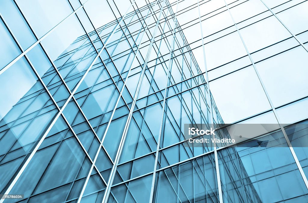 Blu vivido windows texture di alta tecnologia edificio moderno - Foto stock royalty-free di Astratto