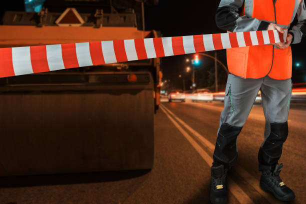 istock Worker blocks repair street 1157860851