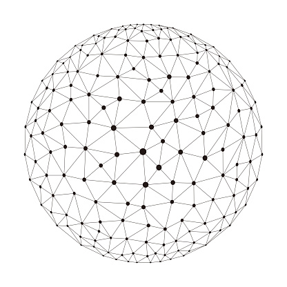 polygon mesh sphere, thin line,  vector illustration