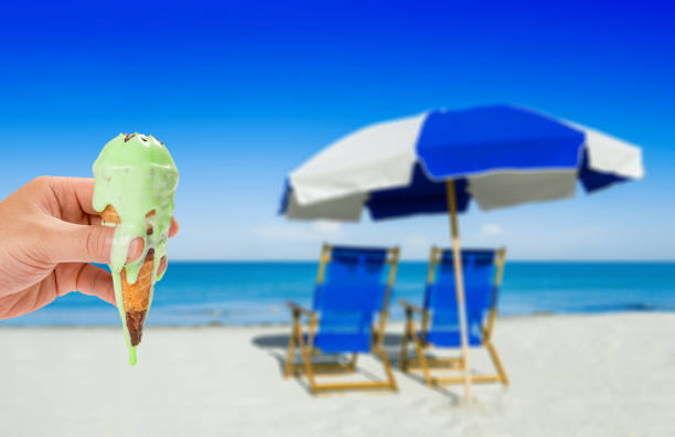 Beach umbrella, vacation concept