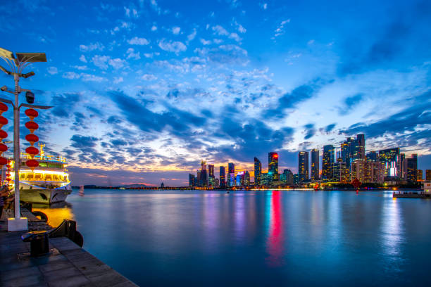 istock Night View of Urban Architecture in Qingdao 1157879499