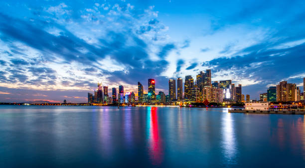 istock Night View of Urban Architecture in Qingdao 1157879531