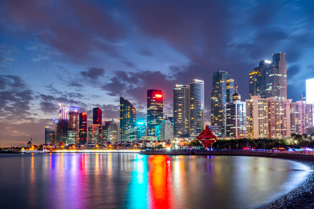 istock Night View of Urban Architecture in Qingdao 1157879628