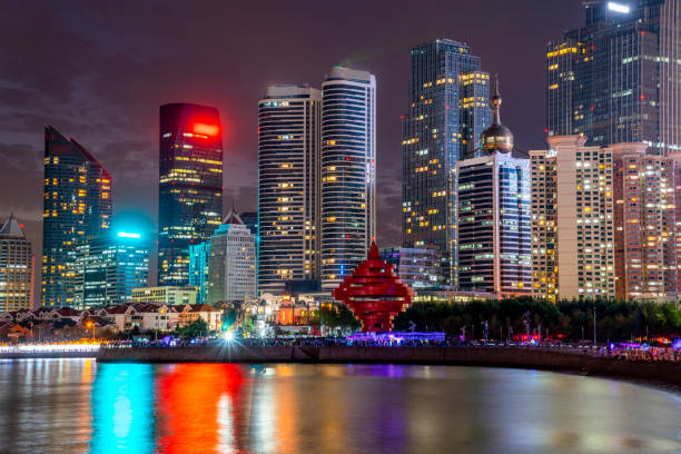 istock Night View of Urban Architecture in Qingdao 1157879663