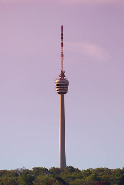 Stuttgart (Germany) TV tower at dawn.