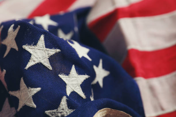 istock Close up star on the American flag freely lying . 1157880523