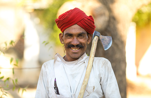 Sedua Rajasthan India, - January 4, 2018 : Rural man from Rebari community this people mostly doing work of herding cattle and agriculture and live together in village, Sedua India January 4, 2018