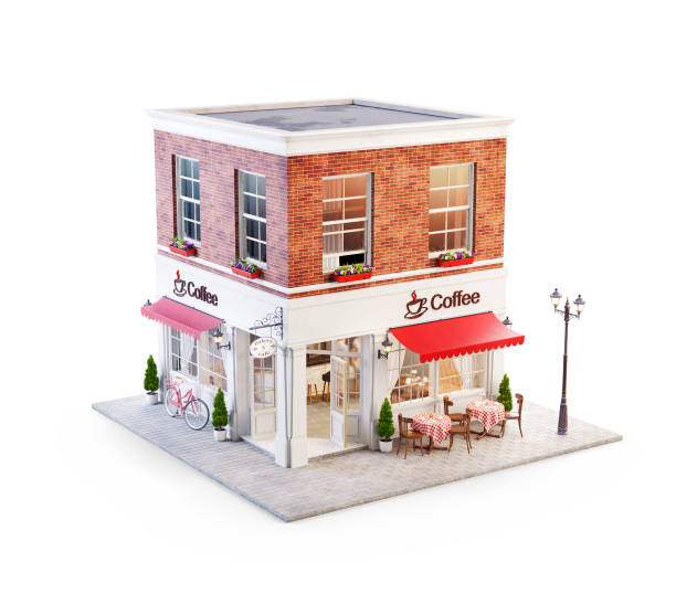istock Unusual 3d illustration of a cozy cafe 1157883630