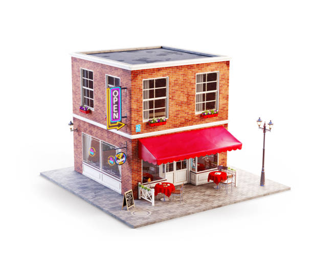 istock Unusual 3d illustration of a cozy cafe 1157883664
