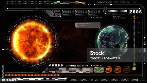 Hitech Digital Data And Information Background Global Warming Concept Earth Element Furnished By Nasa Stock Photo - Download Image Now