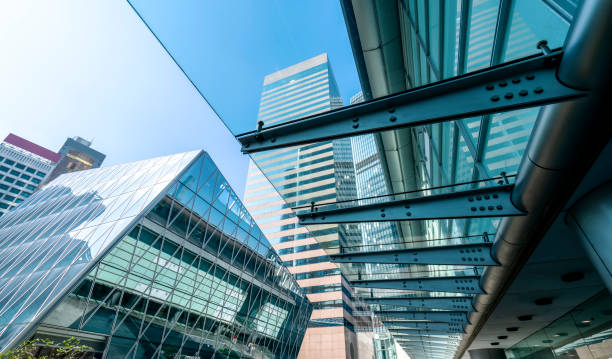 istock Contemporary architectural office building, urban landscape, personal perspective, 1157887475