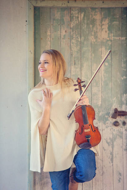 Female Musician With Vintage Violin