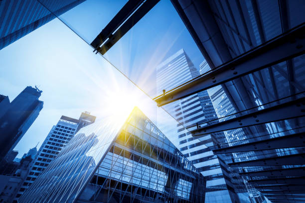 istock Contemporary architectural office building, urban landscape, personal perspective, 1157887701
