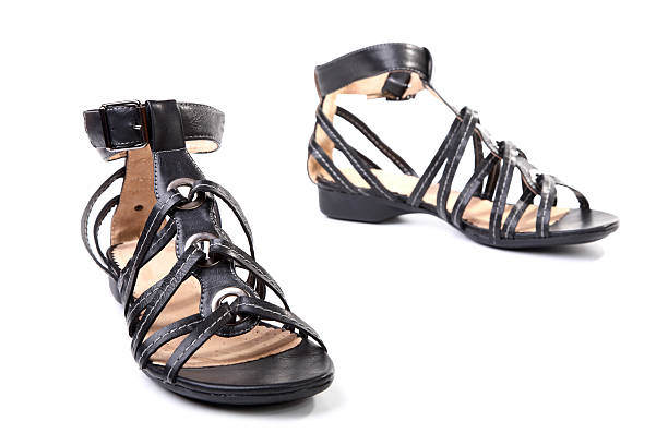 istock Pair of black female sandals 115788825
