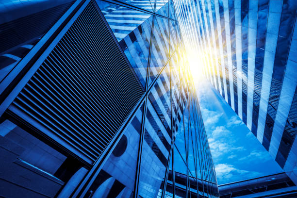 istock Contemporary architectural office building, urban landscape, personal perspective, 1157888351