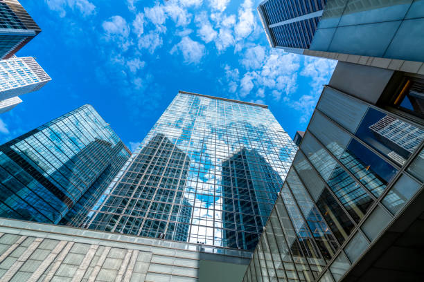istock Contemporary architectural office building, urban landscape, personal perspective, 1157888657