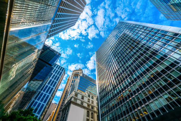 istock Contemporary architectural office building, urban landscape, personal perspective, 1157889379