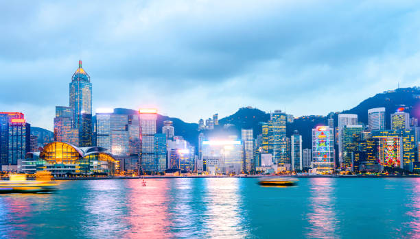 istock Hong Kong Victoria Harbour Architectural Landscape Nightscape Skyline 1157890015