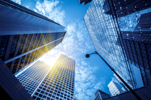 istock Contemporary architectural office building, urban landscape, personal perspective, 1157890773