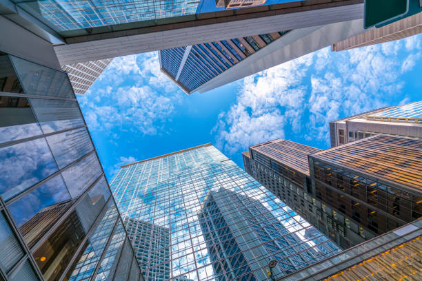 istock Contemporary architectural office building, urban landscape, personal perspective, 1157890868